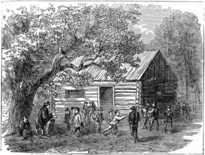 Artist sketch of a typical one room school house. Peter may have taught in a similar building.