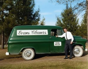 Evans Cleaners delivery truck. Herb Weaver (married Margaret)